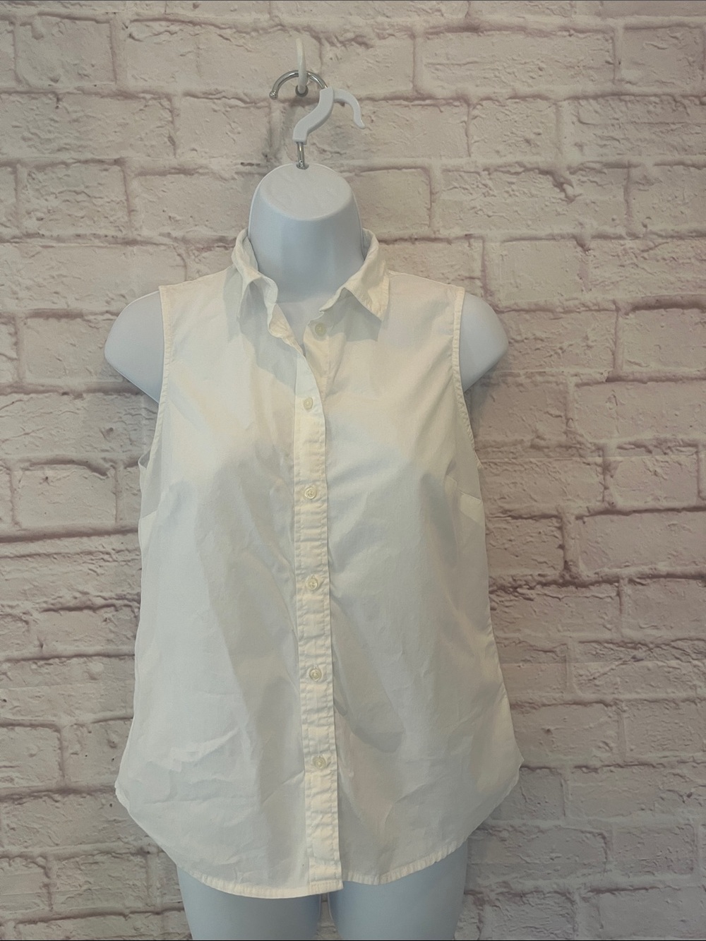 J Crew Classic White Sleeveless Button-Front Shirt